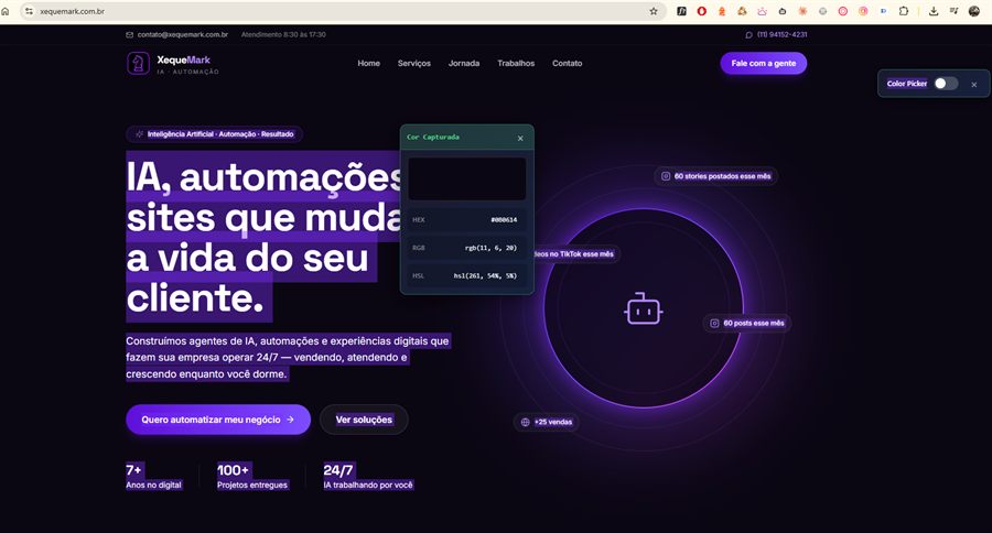Scanify identificando cores de um site